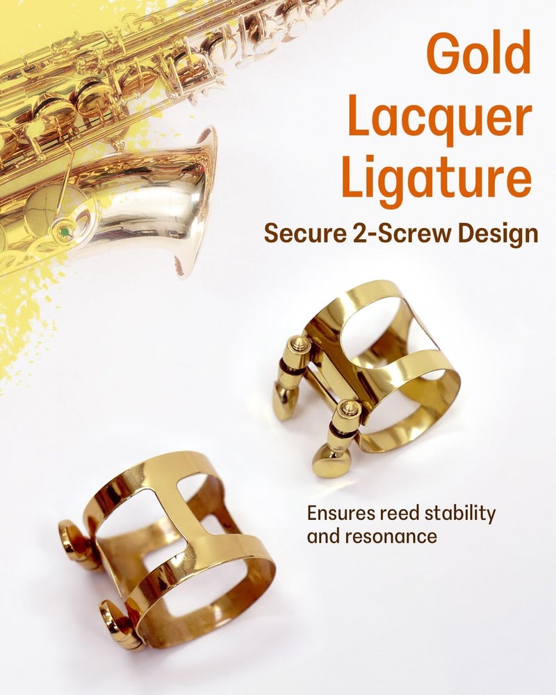Libretto Alto Saxophone Mouthpiece Kit, Giftable Standard Mouthpiece Set: ABS Mouthpiece, Plastic Cap, Gold Lacquered Ligature. Finely Designed for Beginner and Student - Image 3