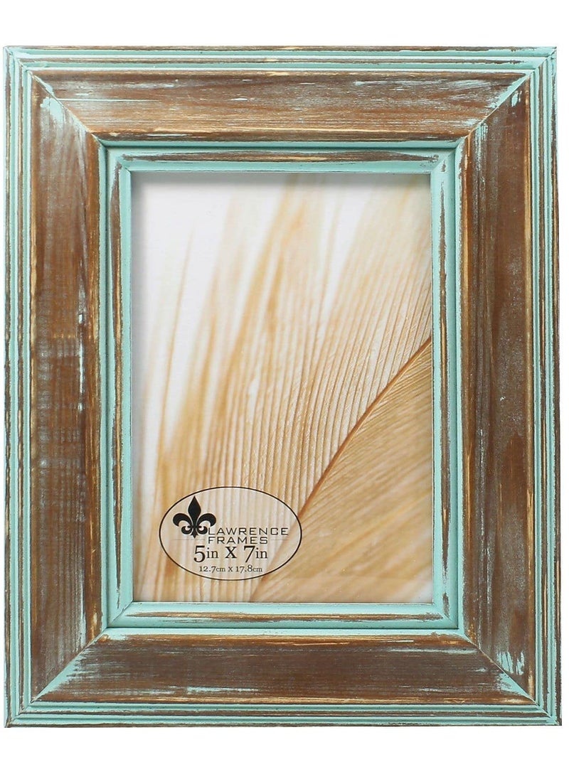 Lawrence Frames Lawrence Frames 5x7 Weathered Wood with Verdigris Wash Picture Frame Brown 