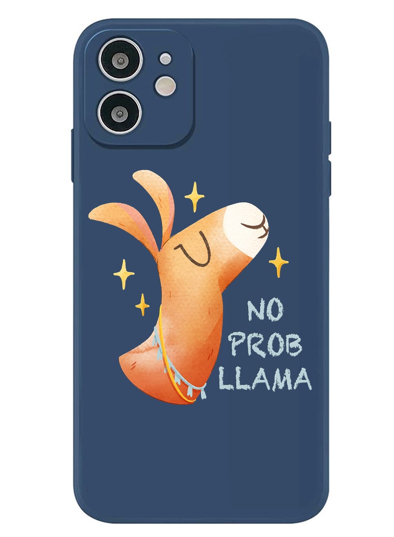 Theodor Protective Slim Fit Case Liquid Silicone Cover with Full Body Protection Anti-Scratch Shockproof Case For iPhone 12 Blue  - No prob llama  - Image 1