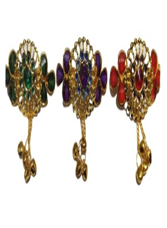 NPRC Multi-Colour Wavy Design Studded Back Hair Clip Hair Barrette Hair Accessories for Women (Pack Of 3) - Image 2