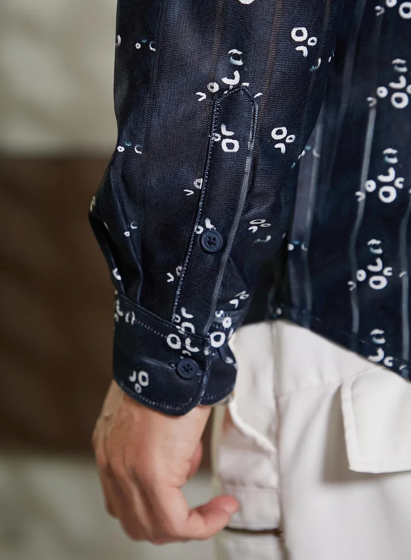 كامبوس سوترا Men's Onyx Black Ditsy Imprint Shirt