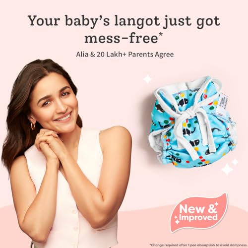 SuperBottoms DryFeel Baby Langot 0-6 months l Organic Cotton Modern Baby Nappy l Mess-free Langot with Gentle Elastics l Super DryFeel Top Layer l Diaper-free Time Essential | 6 Pack - Image 3