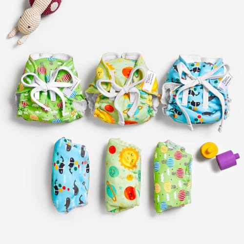 SuperBottoms DryFeel Baby Langot 0-6 months l Organic Cotton Modern Baby Nappy l Mess-free Langot with Gentle Elastics l Super DryFeel Top Layer l Diaper-free Time Essential | 6 Pack - Image 2