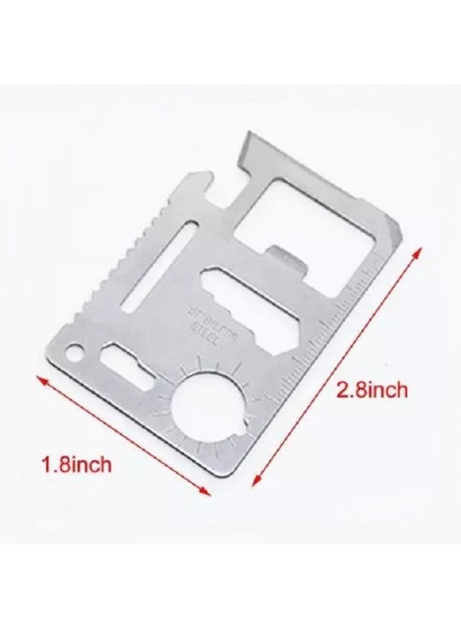 طقم بطاقات أداة متعددة 2 قطعة (11 في 1) من الستانلس ستيل، أداة بقاء متعددة الاستخدام بحجم المحفظة للاستخدام اليومي (EDC) - Image 5