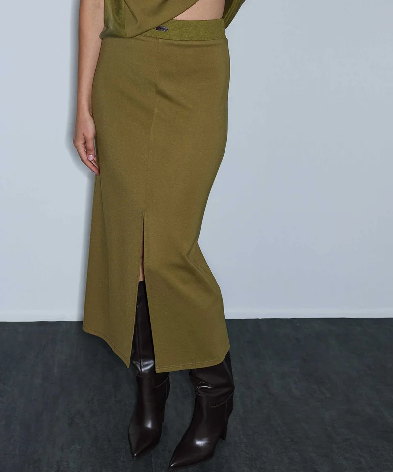 ايبيكيول Rib-Waist Midi Skirt