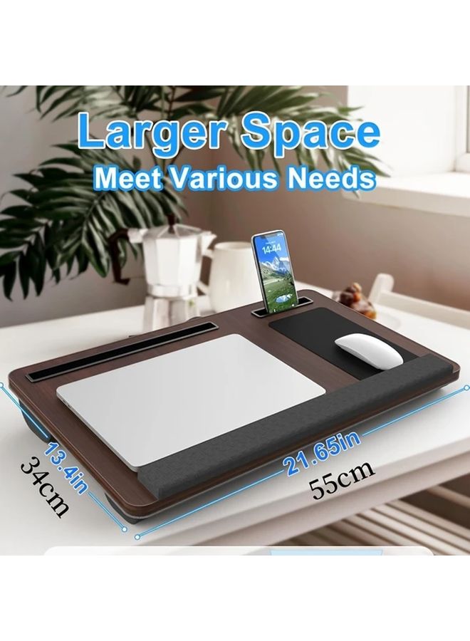 Black Drawing Multifunctional Portable Laptop Desk Large Foldable Bed Table With Wrist Rest Mouse Pad Tablet And Phone Slots For Home Office Study Or Dorm Use - Image 2