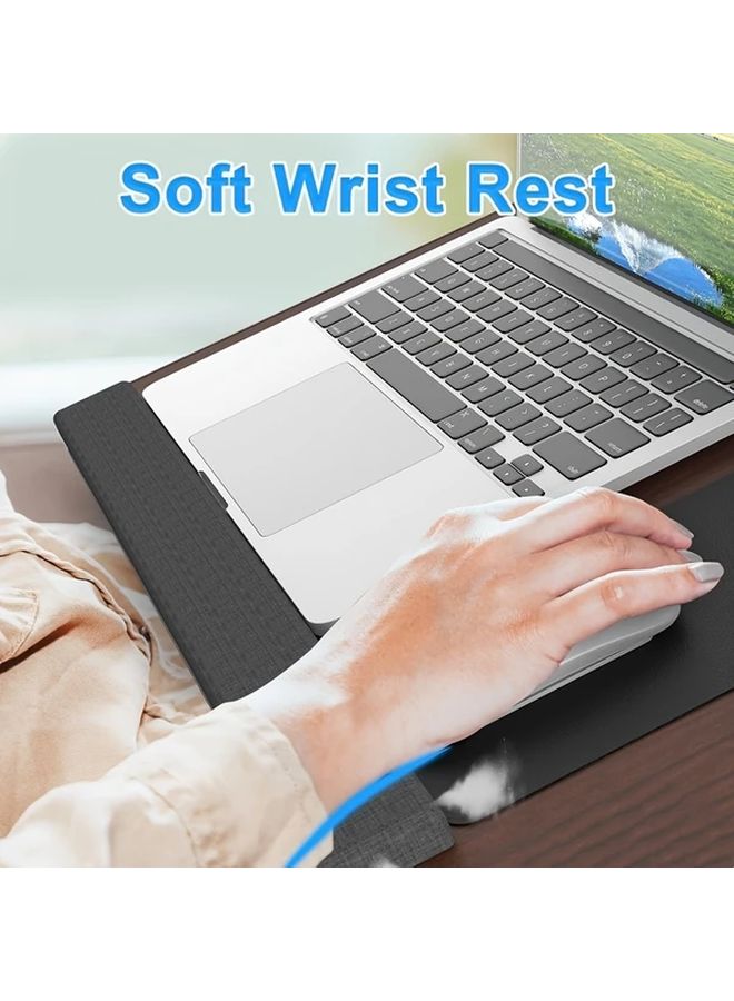 Black Drawing Multifunctional Portable Laptop Desk Large Foldable Bed Table With Wrist Rest Mouse Pad Tablet And Phone Slots For Home Office Study Or Dorm Use - Image 4