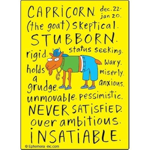 Ephemera, Inc Capricorn Clayboys Zodiac Rectangular Magnet 2" x 3" Yellow Rustic Zodiac Style Decorative Magnet - Image 5