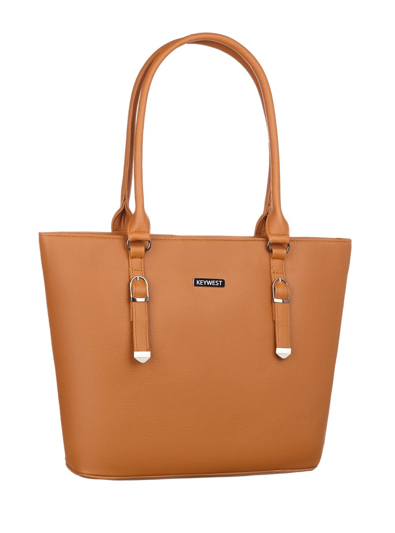 Keywest Women's Mandhana Satchel Tote Handbag for Women | Ladies purse | Stylish Shoulder Bag | Gift For Woman | Tan - Image 1