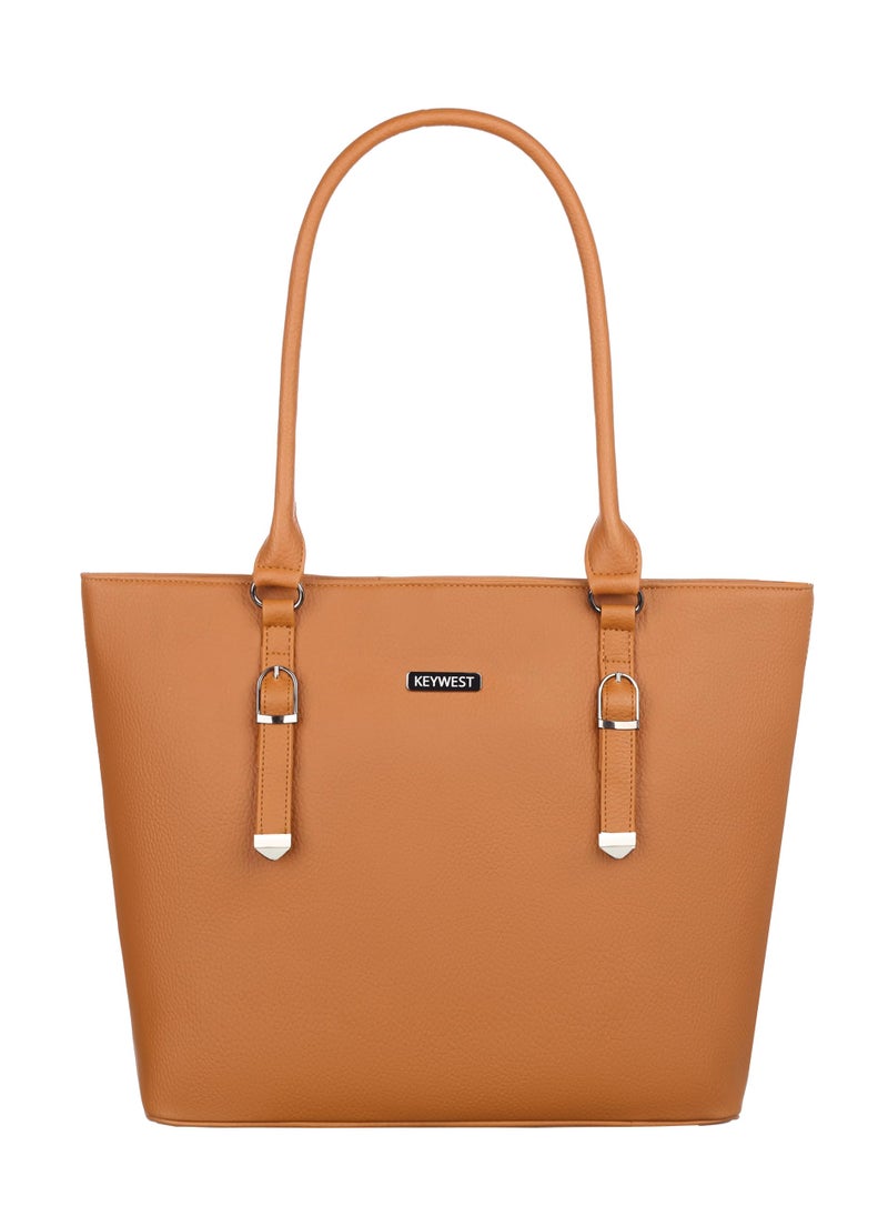 Keywest Women's Mandhana Satchel Tote Handbag for Women | Ladies purse | Stylish Shoulder Bag | Gift For Woman | Tan - Image 2