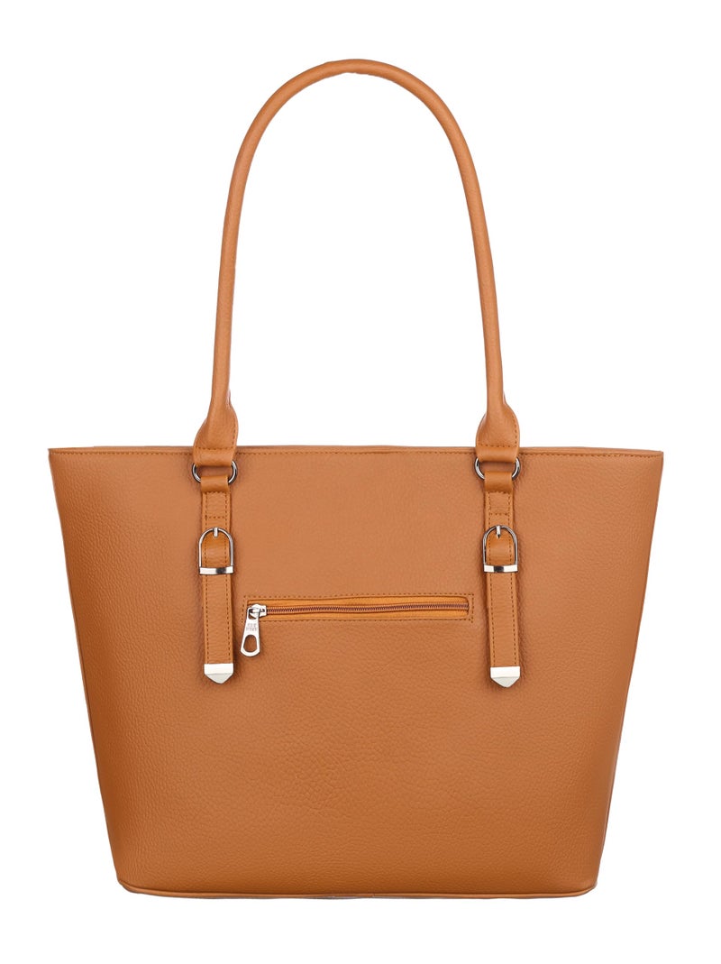 Keywest Women's Mandhana Satchel Tote Handbag for Women | Ladies purse | Stylish Shoulder Bag | Gift For Woman | Tan - Image 4