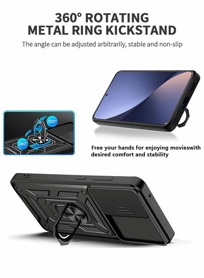 GROIC جراب لهاتف Xiaomi 12 Pro/12S PRO مقاس 6.73 بوصة، جراب منزلق للكاميرا مع حامل حلقي دوار 360 درجة وحامل مغناطيسي لهاتف Xiaomi 12 Pro مقاس 6.73 بوصة - Image 3