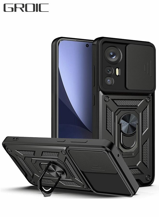 GROIC جراب لهاتف Xiaomi 12 Pro/12S PRO مقاس 6.73 بوصة، جراب منزلق للكاميرا مع حامل حلقي دوار 360 درجة وحامل مغناطيسي لهاتف Xiaomi 12 Pro مقاس 6.73 بوصة - Image 1