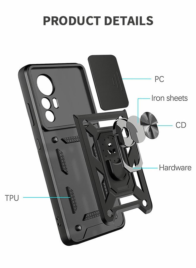 GROIC جراب لهاتف Xiaomi 12 Pro/12S PRO مقاس 6.73 بوصة، جراب منزلق للكاميرا مع حامل حلقي دوار 360 درجة وحامل مغناطيسي لهاتف Xiaomi 12 Pro مقاس 6.73 بوصة - Image 4