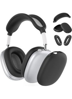 Silicone Case Cover For Airpods Max Headphones Ear Pad Case Cover Ear Cups Cover Headband Cover For Airpods Max 2024 2020 Accessories Silicone Protector For Airpods Max Black