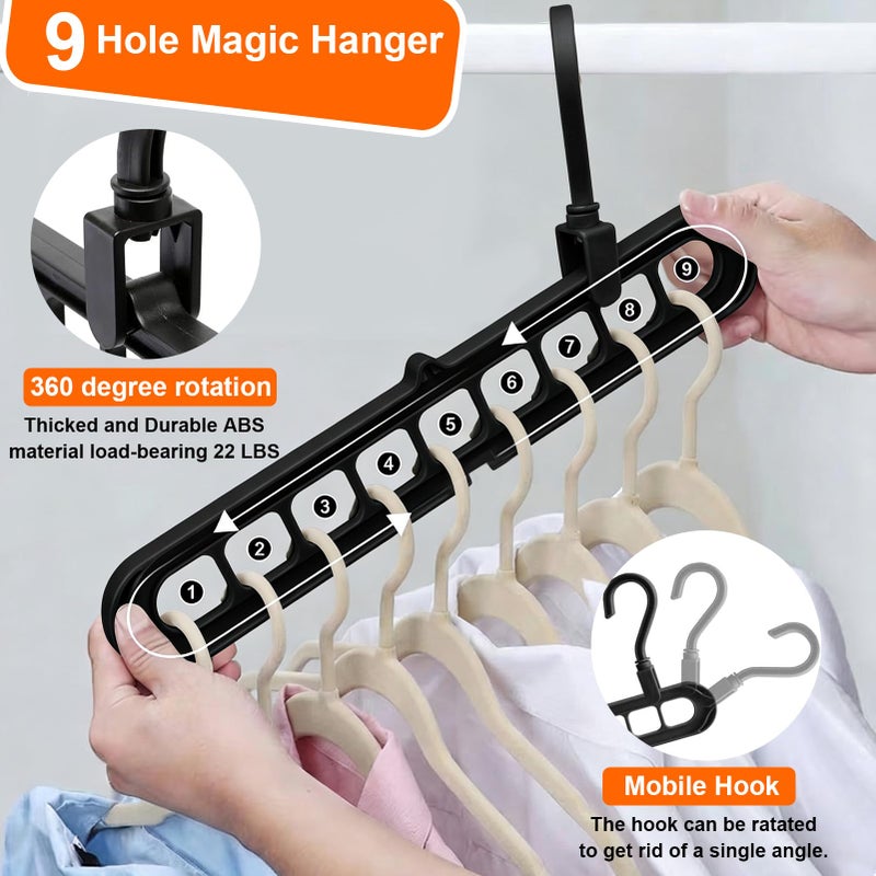 HEYHOUSE Closet Organizers and Storage,College Dorm Room Essentials,Pack of 6 Multifunctional Organizer Magic Space Saving Hangers with 9 Holes Storage Organization for Wardrobe Closet - Image 4
