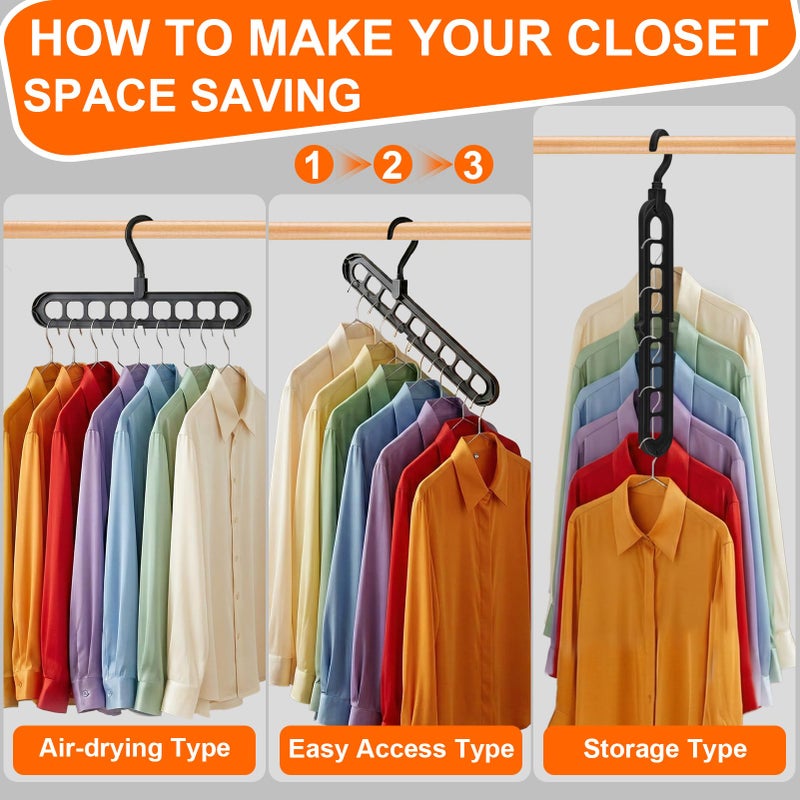 HEYHOUSE Closet Organizers and Storage,College Dorm Room Essentials,Pack of 6 Multifunctional Organizer Magic Space Saving Hangers with 9 Holes Storage Organization for Wardrobe Closet - Image 5