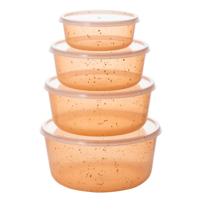Mage Crab 4Pcs stackable Plastic Bowls with Lids Set for Kitchen, Safe BPA Free Non Toxic Serving Bowl Bowls - Image 1