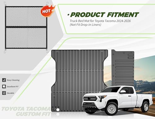 AAGDD Truck Bed Mat for Toyota Tacoma 2024-2026(Not Fit Drop-in Liners),Heavy Duty Tacoma Accessories TPE Truck Bed Liner (5FT Vehicle),Tailgate Liner Accessories,Heavy Duty Rubber Bed Mat - Image 3