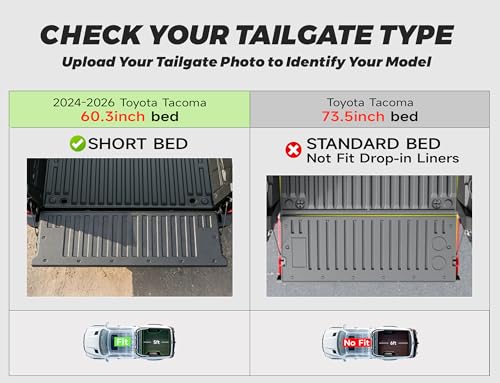 AAGDD Truck Bed Mat for Toyota Tacoma 2024-2026(Not Fit Drop-in Liners),Heavy Duty Tacoma Accessories TPE Truck Bed Liner (5FT Vehicle),Tailgate Liner Accessories,Heavy Duty Rubber Bed Mat - Image 2