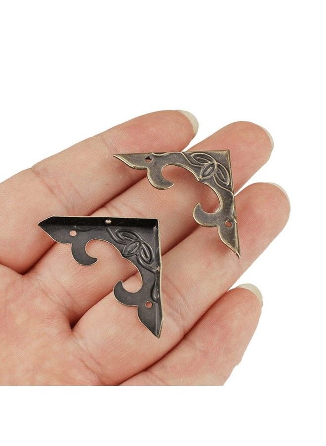 Dophee - 4Pcs Antique Brass Box Corner Protectors Vintage Decorative Corner Brackets Guards For Jewelry Box Wooden Case Chest Table Desk Photo Frame 1.18"X1.18"X0.18" - Image 1