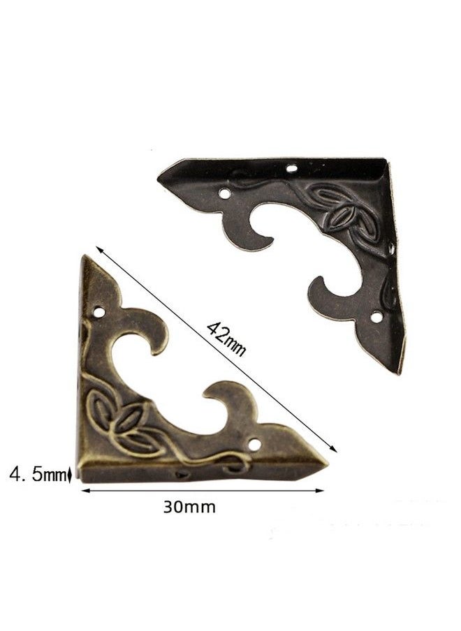 Dophee - 4Pcs Antique Brass Box Corner Protectors Vintage Decorative Corner Brackets Guards For Jewelry Box Wooden Case Chest Table Desk Photo Frame 1.18"X1.18"X0.18" - Image 1