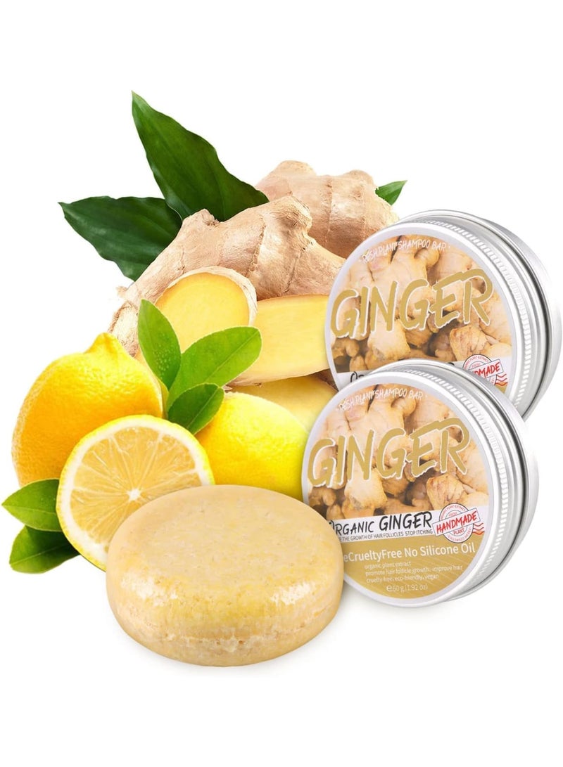 SOLARAE Ginger Hair Regrowth Shampoo Bar, 2 Pcs Natural Ginger Shampoo Bar, Anti Dandruff, Hair Loss Treatment, Promotes Hair Growth for All Hair Types - Image 1