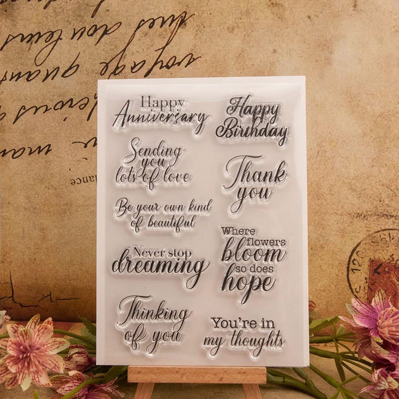 arriettycraft Arbuya Phrase Sentiment Clear Stamps for Card Making or Journaling, Anniversary Birthday Thank You Rubber Stamps for Journals Paper Crafting DIY Scrapbooking Decoration - Image 3