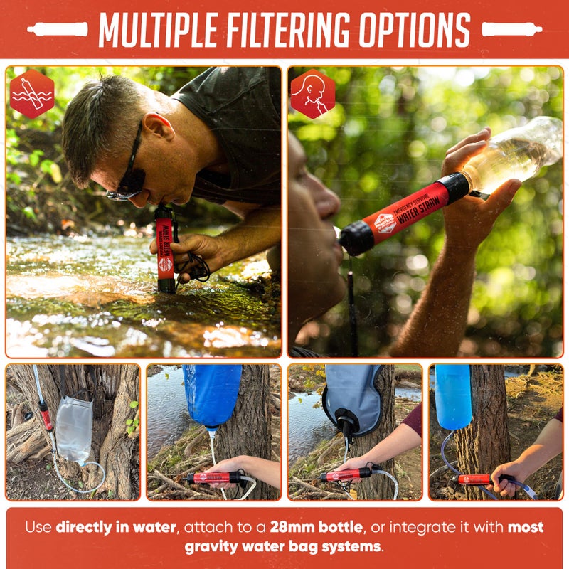 Practical Survival 2 High-Capacity Emergency Water Straws â€“ Lightweight, Reusable, 1800-Gallon Filters for Camping, Hiking, Travel, Biking, Survival, and Emergencies. No Expiration Date, Perfect for Preparedness - Image 3