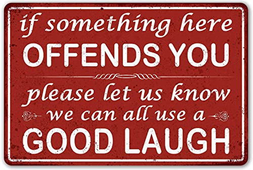 CrazySign Funny Bar Sign Man Cave Vintage Metal Sign If Something Here Offends You Sign For Garage Home Bar Wall Decor (246) - Image 1