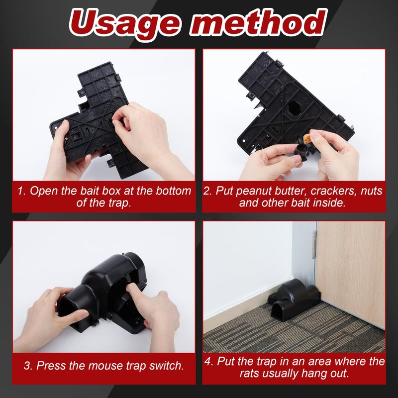 Wanqueen Reusable Rat & Chipmunk Traps, Prevents Accidental Triggering Mouse Trap, Tunnel Dual-Entry Squirrel Trap for Big Rats, Large Efficient Capture Device, Snap Traps for Humane Capture - Image 5