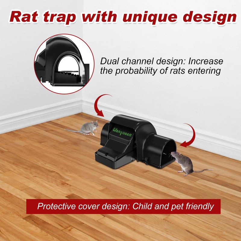 Wanqueen Reusable Rat & Chipmunk Traps, Prevents Accidental Triggering Mouse Trap, Tunnel Dual-Entry Squirrel Trap for Big Rats, Large Efficient Capture Device, Snap Traps for Humane Capture - Image 3