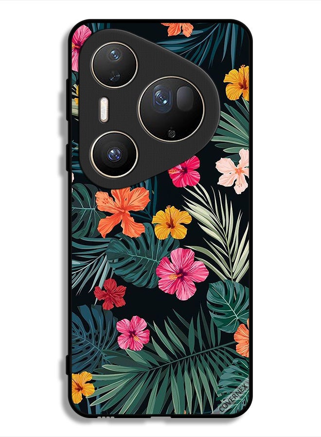 Covernex Huawei Pura 80 Ultra Protective Case Cover Multi Color Flowers And Dark Green Feathers - Image 1