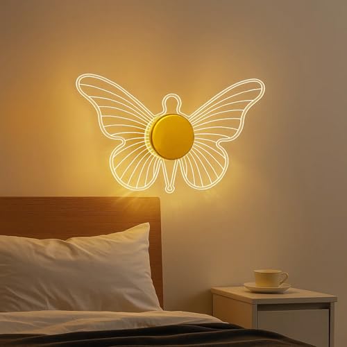 Lamp master Lampmaster Golden Butterfly LED Wall Light | 3 Color Modes Acrylic Wall Sconce for Bedroom, Living Room, Kids Room, Vanity, Decorative Modern Wall & Ceiling Lamp | Pack of 2 - Image 5