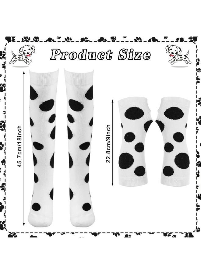 Fabllewavi 9 Pcs Dalmatian Costume Accessories Set for Women - Dalmatian Ear Headband Nose Tail Stickers Gloves Tights Tutu with Role Play Supplies for Halloween 100 Days of School Cosplay Kits Dress Up - Image 5