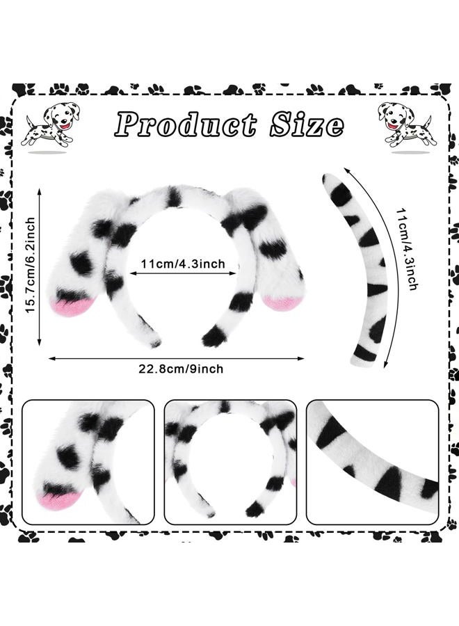 Fabllewavi 9 Pcs Dalmatian Costume Accessories Set for Women - Dalmatian Ear Headband Nose Tail Stickers Gloves Tights Tutu with Role Play Supplies for Halloween 100 Days of School Cosplay Kits Dress Up - Image 2