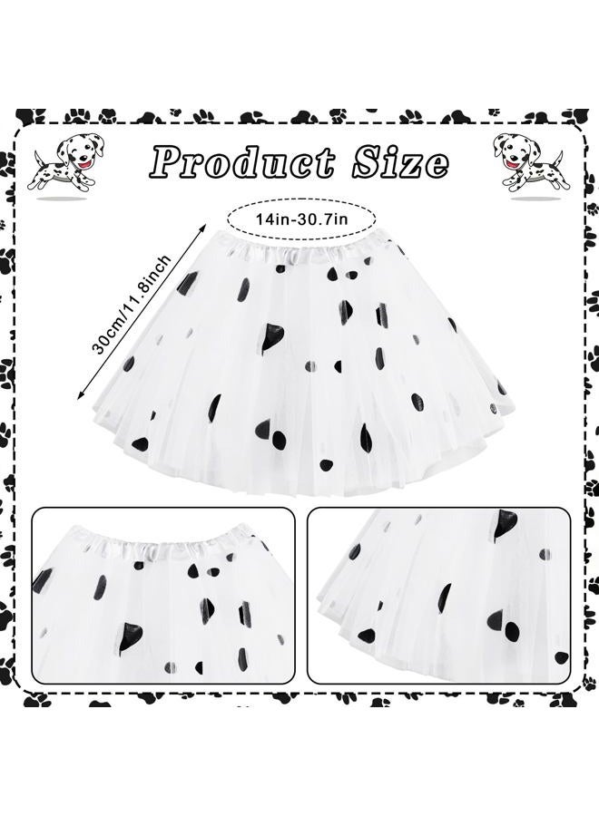 Fabllewavi 9 Pcs Dalmatian Costume Accessories Set for Women - Dalmatian Ear Headband Nose Tail Stickers Gloves Tights Tutu with Role Play Supplies for Halloween 100 Days of School Cosplay Kits Dress Up - Image 3