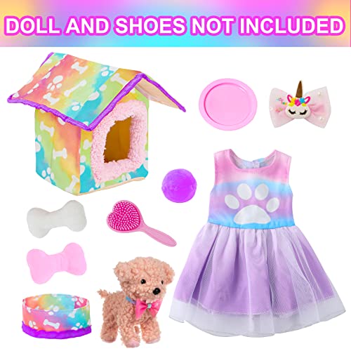 DOTVOSY American 18 Inch Dolls Clothes and Accessories Pets Dog Play Sets for 18 Doll Included DressPets Dogpet Nest Toy Ball Hair Comb - Image 5