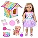 DOTVOSY American 18 Inch Dolls Clothes and Accessories Pets Dog Play Sets for 18 Doll Included DressPets Dogpet Nest Toy Ball Hair Comb - Image 2