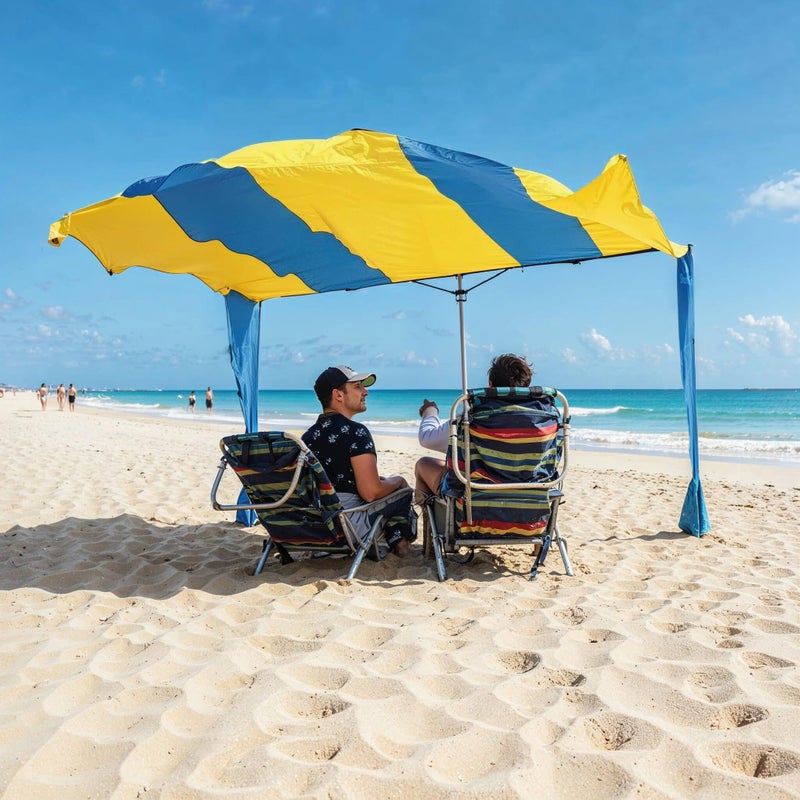 EasyGoProducts Shark FIN Shade Beach Tent Wind Sun Canopy Portable Easy Set Up UPF 50+ No Assembly Required 3-30 MPH - 1 to 8 People - Tie Downs Included - 2 Sizes Large 9' X 10' & Giant 13.5' X 10' PATENTS Pending - Image 5