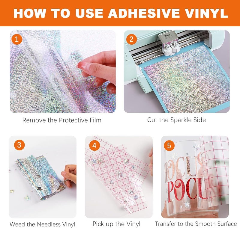 Excefore Holographic Sparkle Adhesive Vinyl, 12'' - Image 5