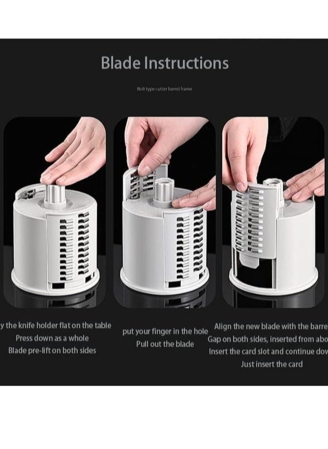 Raxoom Vege-cutter1x20 Multifunctional Vegetable Grater Fruit Vegetable Slicer Easy Clean 4 in 1 Adjustable Handheld Vegetable Slicer Spiral Drum Slicer Assorted - Image 4