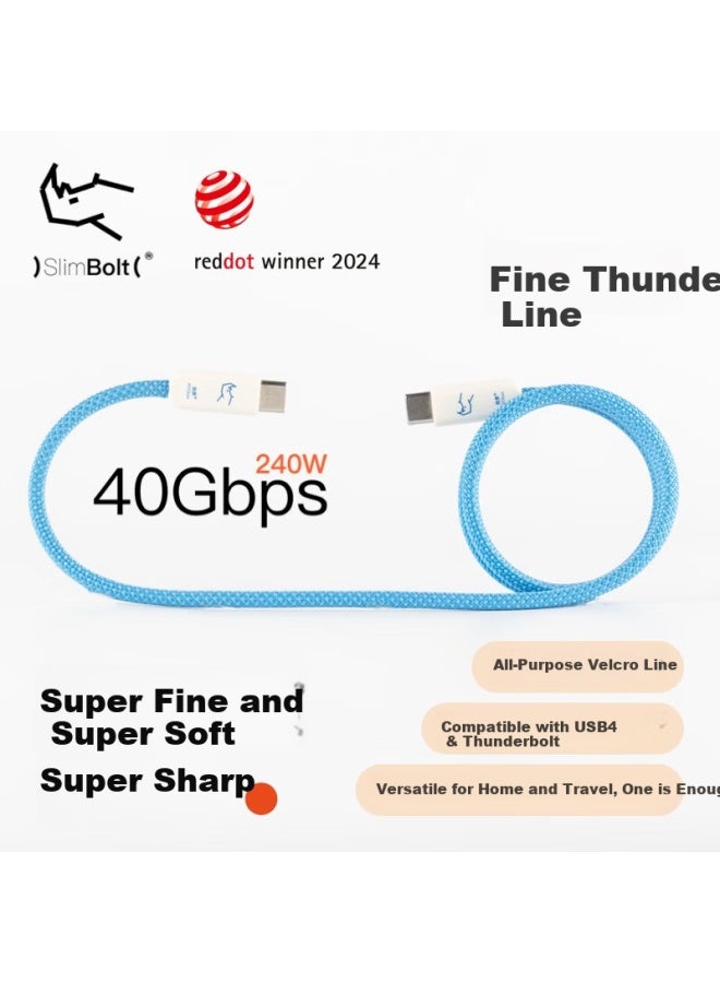 Candysign Sugar Compatible With Thunderbolt 4 Data Cable Usb4 Full-featured 240w Fast Charging Type-c 0.8m Antique Blue Thunder Line Macbook Notebook 8k Video Projection Cable - Image 2