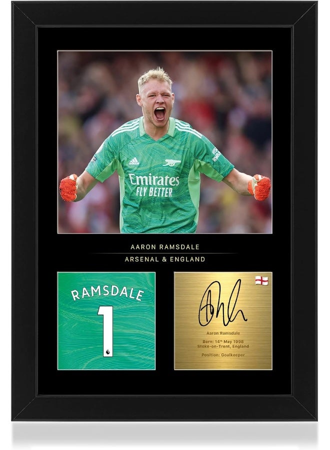 Win FC Aaron Ramsdale A4 Framed Photo Display - Reproduced Digital Signature - Gift For Football Fans - Image 1