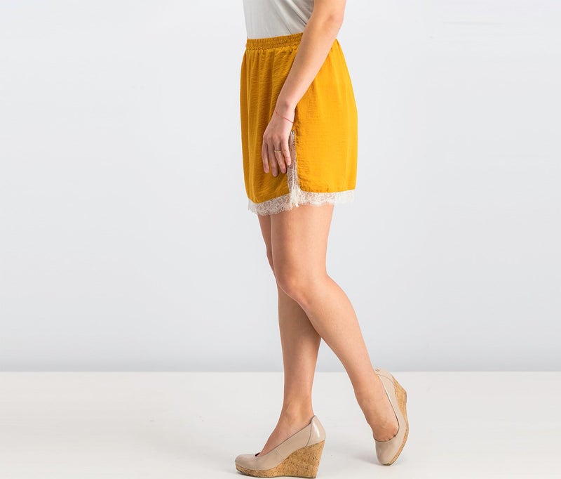 MANGO Women Lace Skirt, Mustard Yellow - Image 2
