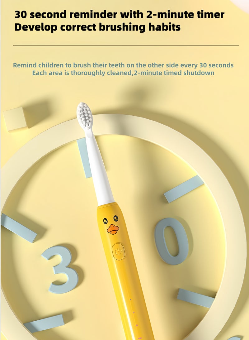 children's electric toothbrush with 4 brush , suitable for children's brush head and motor frequency, 2-minute intelligent timing to develop good habits/giraffe pattern - Image 3