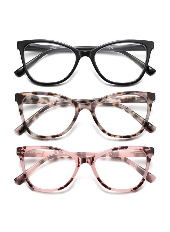 LKEYE Reading Glasses Women Cat Eye Blue Light Computer Readers Stylish Spring Hinge Designer Fashion Cute Eyeglasses LK6094 (3Pack,Black,Tortoiseshell,Pink +1.25 Strength) - Image 1
