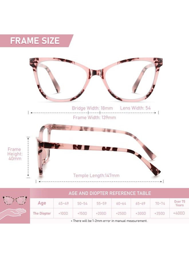 LKEYE Reading Glasses Women Cat Eye Blue Light Computer Readers Stylish Spring Hinge Designer Fashion Cute Eyeglasses LK6094 (3Pack,Black,Tortoiseshell,Pink +1.25 Strength) - Image 5