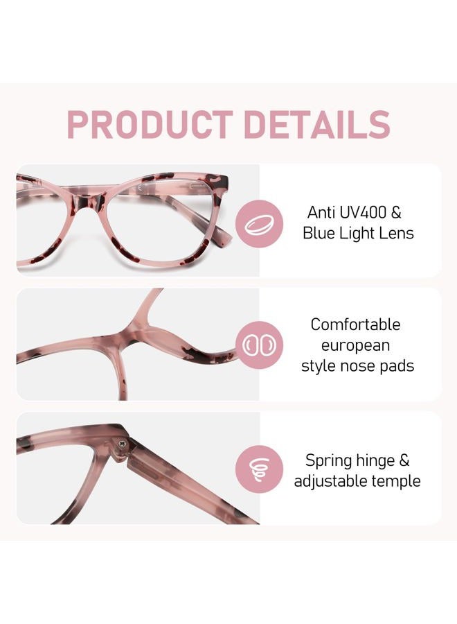 LKEYE Reading Glasses Women Cat Eye Blue Light Computer Readers Stylish Spring Hinge Designer Fashion Cute Eyeglasses LK6094 (3Pack,Black,Tortoiseshell,Pink +1.25 Strength) - Image 3