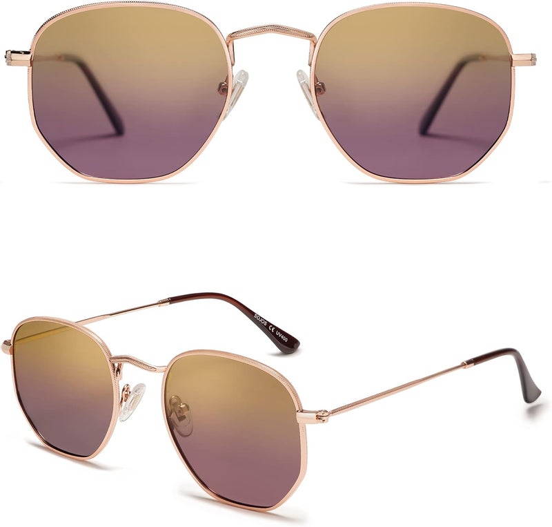 Sojos Square Polarized Sunglasses for Women Men Small Hexagonal Polygon Mirrored Lens SJ1072 - Image 2